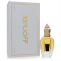 Luxurious Xerjoff 17/17 Stone Label Homme 1.7 oz EDP in an ornate clear glass bottle with a sculpted gold cap and elegant white & gold box.