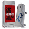 Carolina Herrera 212 Heroes 1.7 oz EDT. Bold silver box, iconic chrome skateboard bottle with blue "212" design.
