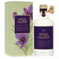 4711 Acqua Colonia Saffron & Iris 5.7 oz cologne spray. Clear textured bottle, gold cap, purple label, and sage green box with vibrant floral art.