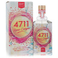 Elevate your scent with 4711 Remix Neroli unisex Eau De Cologne spray, 3.4 oz. Clear bottle, gold cap, and vibrant pink/gold abstract design.