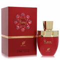 Luxurious Afnan Rare Passion 3.4 oz EDP. Vibrant red bottle with a gleaming gold cap and an ornate matching red and gold box.