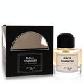 Afnan Zimaya Black Symphony 3.4 oz unisex EDP. Sleek black box, clear glass bottle with black cap, amber fragrance.