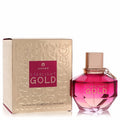 Aigner Starlight Gold 3.4 oz EDP, a radiant faceted fuchsia-pink bottle with a chic gold cap and elegant matching box.
