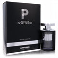 Al Haramain Portfolio Neroli Canvas 2.5 oz men's EDP. Luxurious black box and dark glass bottle with sleek silver design.