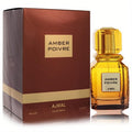 Discover Ajmal Amber Poivre unisex EDP, 3.4 oz. Golden faceted bottle with matching cap and elegant brown box.