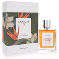 Annicke 5 by Eight & Bob EDP spray. Clear glass bottle with warm orange liquid, silver cap, and a stunning tropical floral box.