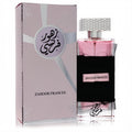 Ard Al Zaafaran Zahoor Francee 3.4 oz unisex EDP spray. Pink liquid in a luxurious bottle with black fabric, silver cap, and elegant box.