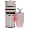 Stunning Areej Al Zahoor by Rihanah 3.4 oz EDP. Elegant pale pink bottle with silver cap, pink tassel, and ornate box.
