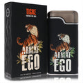 Distinctive Armaf Ego Tigre 3.38 oz men's fragrance. Black textured bottle with fierce tiger graphic and sleek bronze cap.