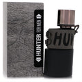 Armaf Hunter Intense 3.4 oz EDP for men. Rugged black bottle with textured grip, metallic cap, and matching grey box.