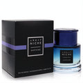 Armaf Niche Sapphire 3 oz EDP. Elegant black box with purple stripe and captivating blue gradient glass bottle.