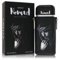 Armaf Nomad The Wanderer 3.38 oz men's EDP spray. Bold black bottle with a wanderer illustration and metallic details, displayed with its matching box.