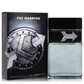 Armaf The Warrior 3.4 oz EDT for men. Sleek clear bottle with black textured cap & silver arrow, beside its bold black box.