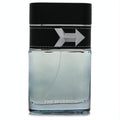Armaf The Warrior men's cologne: sleek clear glass bottle with light blue fragrance, black textured cap, and bold silver arrow emblem.