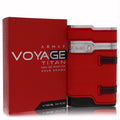 Vibrant red Armaf Voyage Titan 3.4 oz men's EDP, with a textured bottle, silver cap, and stylish black strap accents.