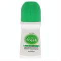 Avon Feelin' Fresh Original 2.6 oz roll-on anti-perspirant deodorant. White bottle, vibrant green cap for confident, lasting freshness.