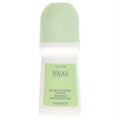 Avon Haiku 2.6 oz roll-on anti-perspirant deodorant. Sleek white bottle with a vibrant light green cap and label.