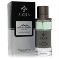 Azha Mountaineer men's EDP, 3.3 oz. Bold black and silver box next to a modern bottle with grey label and refreshing green liquid.