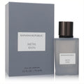 Sleek Banana Republic Metal Rain 2.5 oz EDP. Frosted gray bottle with dark cap and minimalist gray packaging.