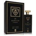 Experience Baruch IV Extrait De Parfum 3.4 oz. Sleek black bottle, gold cap, and matching box with a regal crest.