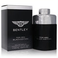 Luxurious Bentley Black Edition men's Eau De Parfum, 3.4 oz. Sleek matte black bottle with silver cap and elegant matching box.