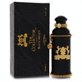 Luxurious Alexandre J. Black Muscs Eau De Parfum 3.4 oz. Ornate black bottle with gold accents and elegant collector's box.