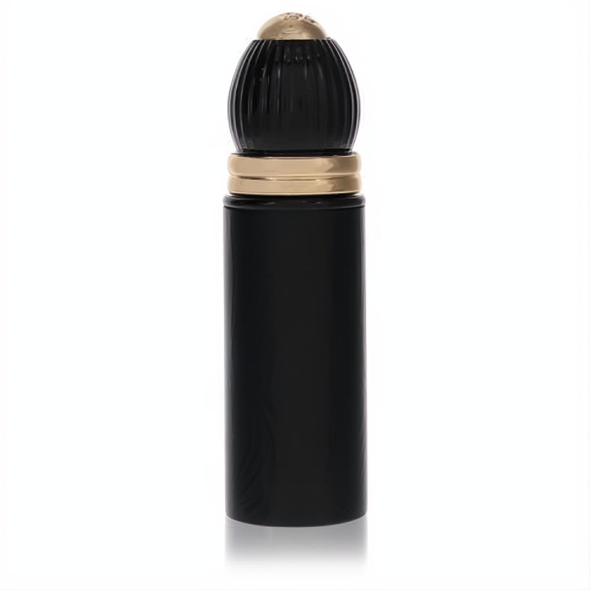 Luxurious Black Muscs .27 oz mini EDP spray. Sleek black bottle with a distinctive ribbed gold cap.