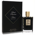 Black Phantom Memento Mori Kilian 1.7 oz Eau De Parfum in a sleek black bottle with a gold cap, beside its elegant black and gold box.