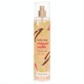 Bodycology Whipped Vanilla 8 oz fragrance mist. Clear bottle, gold sprayer, with sweet vanilla orchid and bean art.