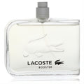 Sleek Lacoste Booster men's Eau De Toilette spray, 4.2 oz, in a clear glass bottle with embossed crocodile and grey cap.