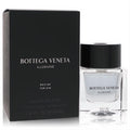 Bottega Veneta Illusione Bois Nu 1.7 oz EDT for men. Sleek clear bottle with black cap, elegant black packaging.
