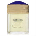 Boucheron Pour Homme 3.4 oz EDT spray tester. Elegant clear ribbed glass bottle with a luxurious gold and navy blue cap.