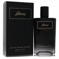Experience Brioni Intense 3.4 oz Eau De Parfum. Elegant black glass bottle with gold script, matching box.