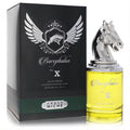 Armaf Bucephalus X 3.4 oz men's EDP. Bold silver horse head cap, vibrant yellow fragrance, and elegant black winged box.