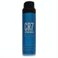 Dynamic blue CR7 Play It Cool by Cristiano Ronaldo 6.8 oz body spray can with bold white logo and sleek black cap.