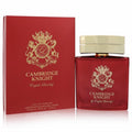 Sophisticated Cambridge Knight 3.4 oz men's EDP spray. Ruby red bottle with gold crest, gleaming gold cap, and matching elegant box.