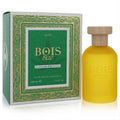 Bois 1920 Cannabis Fruttata 3.4 oz unisex perfume: vibrant yellow bottle, natural wood cap, and luxurious green box.