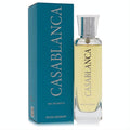 Swiss Arabian Casablanca unisex eau de parfum: elegant clear glass bottle with golden liquid, paired with its vibrant teal box.