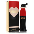 Chic Moschino Cheap & Chic 1.7 oz EDT. Distinctive black and red Olive Oyl-inspired bottle and elegant gold heart box.