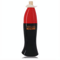 Chic Moschino Cheap & Chic 3.4 oz EDT spray. Unique black, red, and white bottle with a gold cap and ruffled collar.