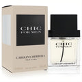 Chic by Carolina Herrera For Men 2 oz EDT. Sleek clear glass bottle, bold black cap, and sophisticated beige box.