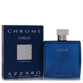 Bold Azzaro Chrome Extreme 3.4 oz men's Eau de Parfum in a sleek deep blue bottle with silver cap and matching box.