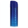 Azzaro Chrome 5 oz men's body spray. Sleek, vibrant deep blue aerosol can for a refreshing fragrance.