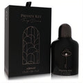 Luxurious black Armaf Private Key To My Dreams 3.4 oz perfume bottle with sparkling crystal key accent and elegant matching box.