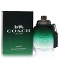 Coach Green 2 oz men's EDT. Elegant dark green gradient bottle with signature Coach tag and branded box.