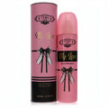 Captivating pink Cuba My Love 3.3 oz Eau De Parfum spray for women, with a matching box, gold script, and chic black bow.