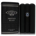Cuba Prestige Black 3 oz men's Eau De Toilette: sleek black crocodile-textured tin and unique cigar-shaped bottle.