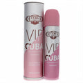 Elegant Cuba VIP 3.3 oz women's Eau De Parfum spray in a sleek silver bottle with a pink cap and matching white box.