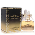 Marc Jacobs Daisy Eau So Intense 1.6 oz EDP. Golden perfume bottle with signature white daisy cap and elegant black floral box.