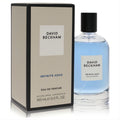 David Beckham Infinite Aqua 3.3 oz EDP. Refreshing light blue fragrance in a sleek glass bottle with a modern beige box.